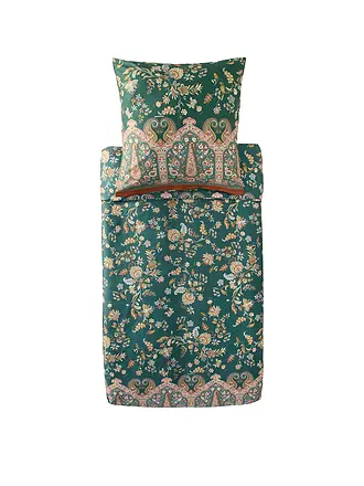 BASSETTI | Ropa de cama de satén 70x90cm / 140x200cm INDIAN ROSES Verde | 
